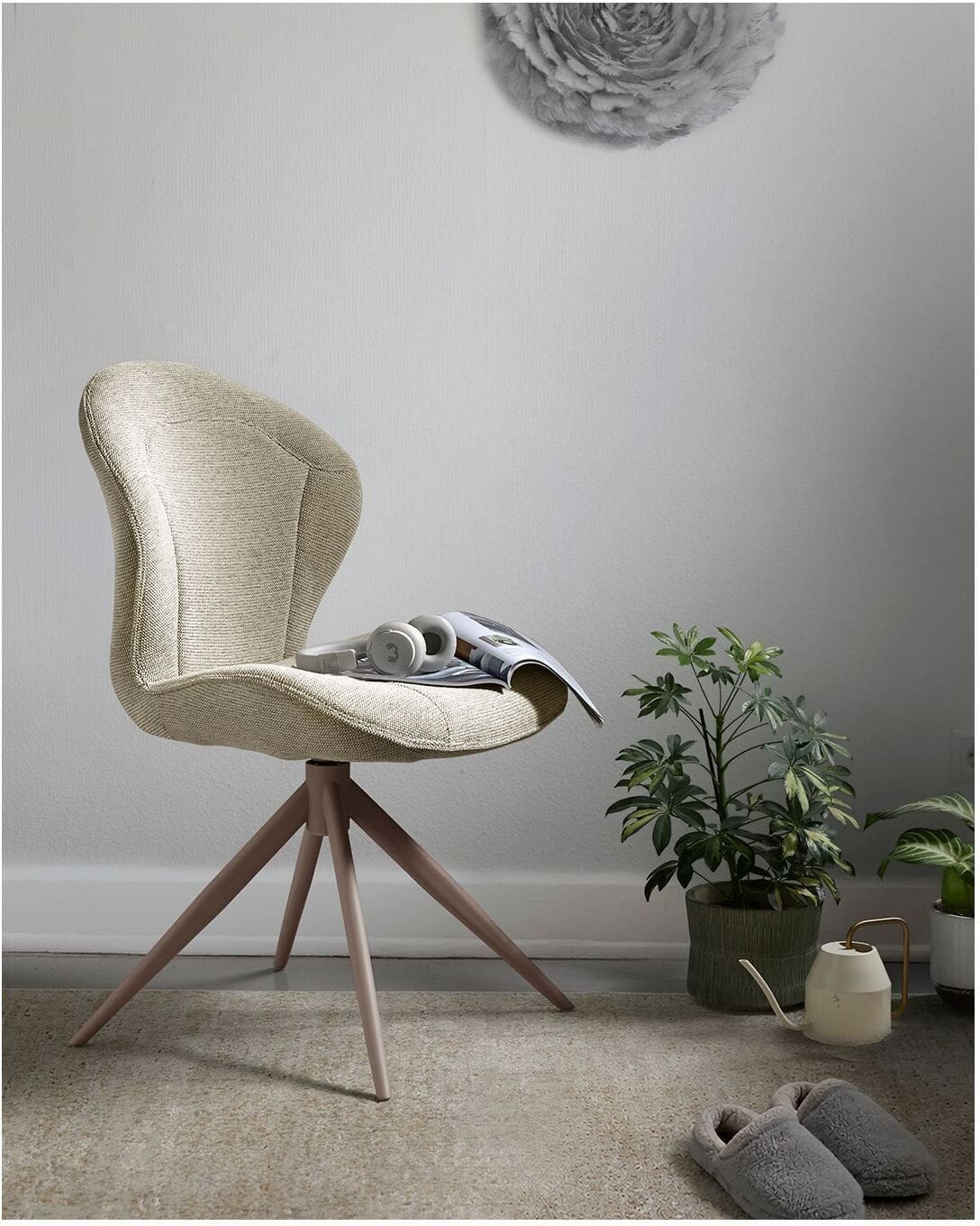 Profijt Meubel Eetkamerstoel Casilde draaibaar beige Beige|Wit Eetkamerstoel