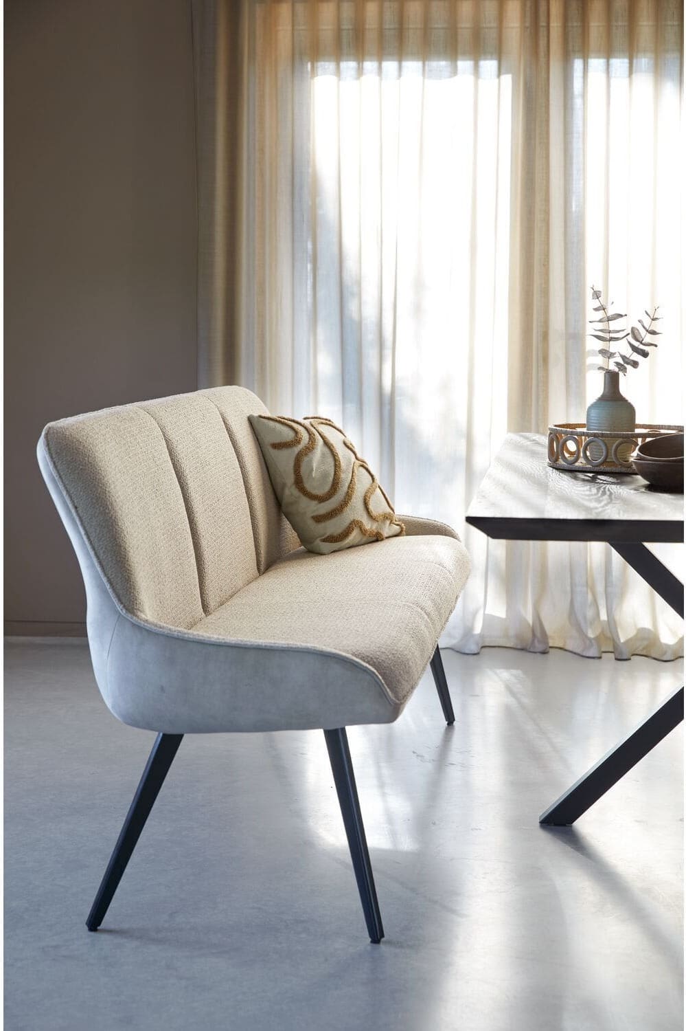 Pronto Wonen Eetkamerbank Ceno velvet lichtbruin Bruin Eetbank