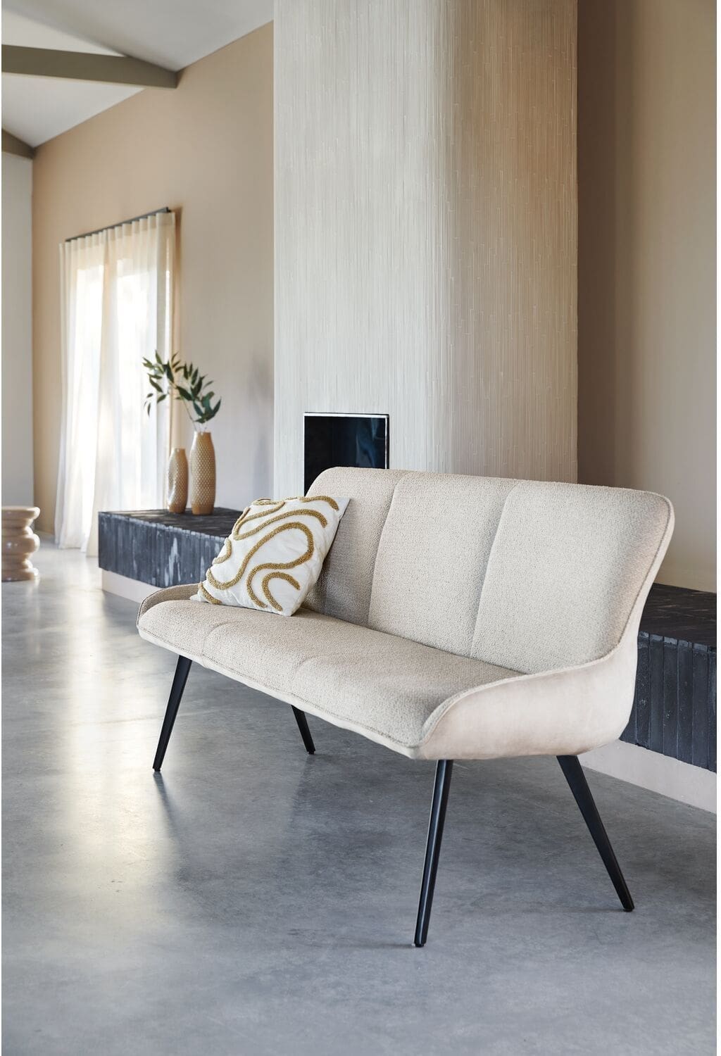 Pronto Wonen Eetkamerbank Ceno velvet lichtbruin Bruin Eetbank