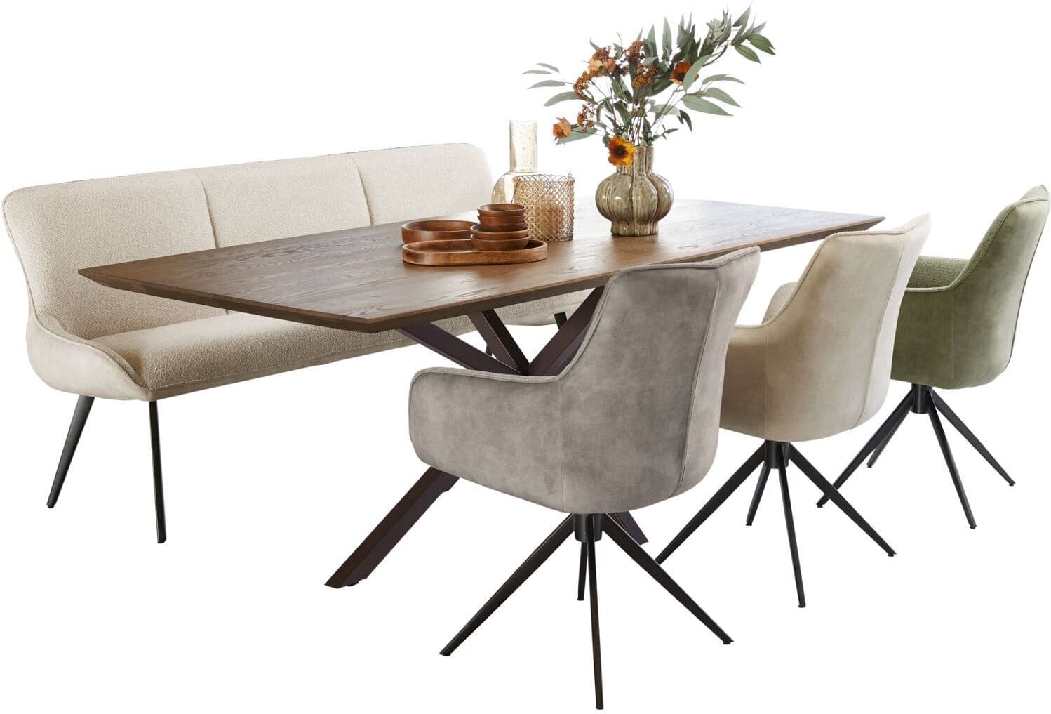 Pronto Wonen Eetkamerstoel Ceno draaibaar velvet naturel Naturel Eetkamerstoel