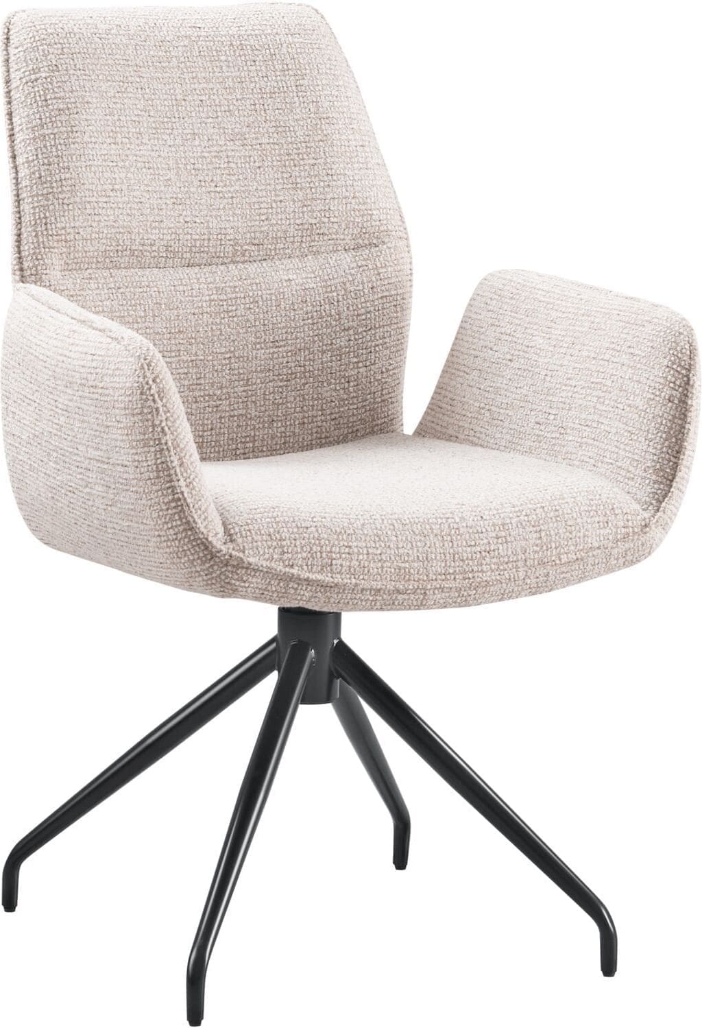 Pronto Wonen Eetkamerstoel Gavio met armleuning draaibaar beige Beige|Wit Eetkamerstoel