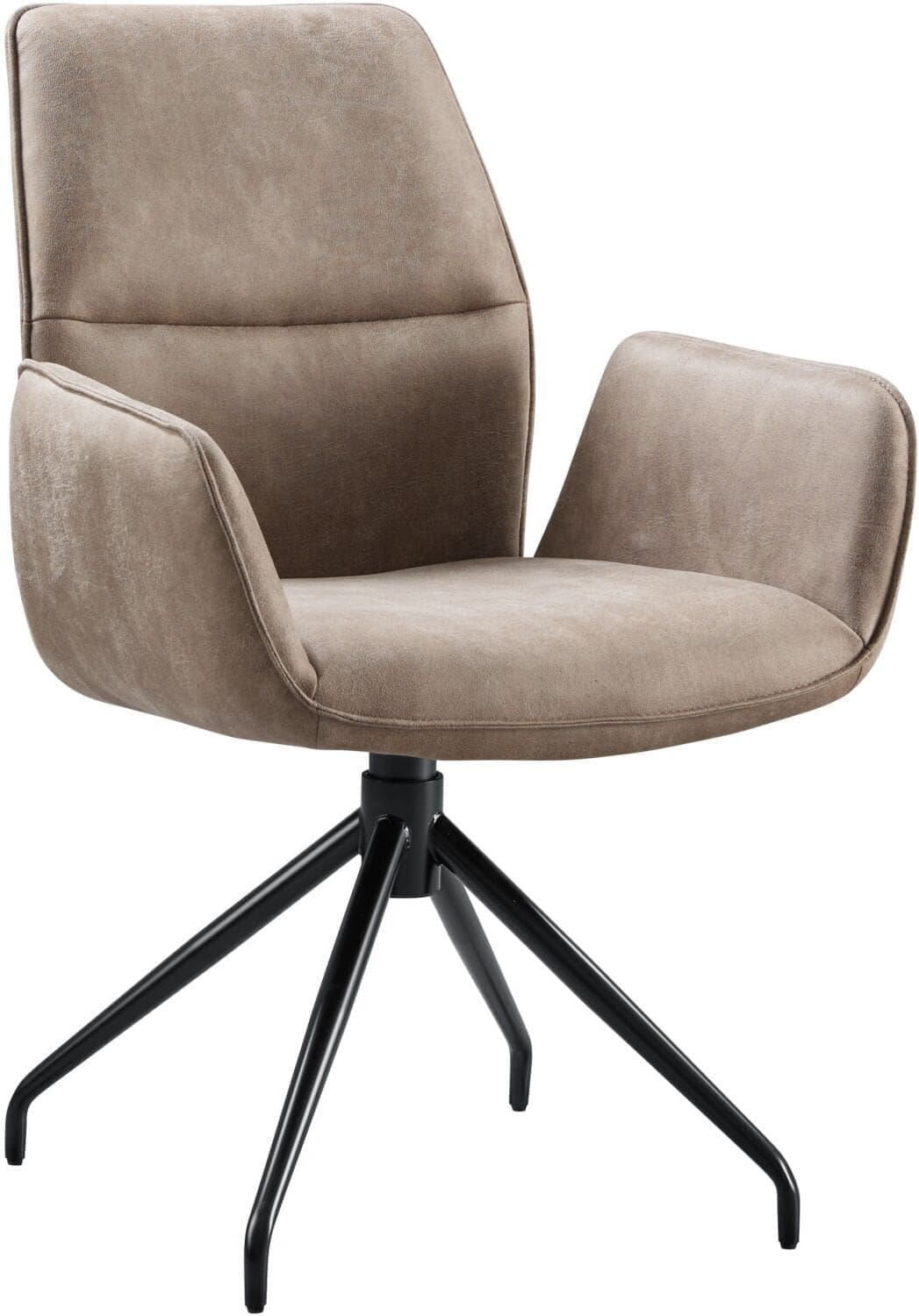 Pronto Wonen Eetkamerstoel Gavio met armleuning draaibaar microleder taupe Taupe Eetkamerstoel