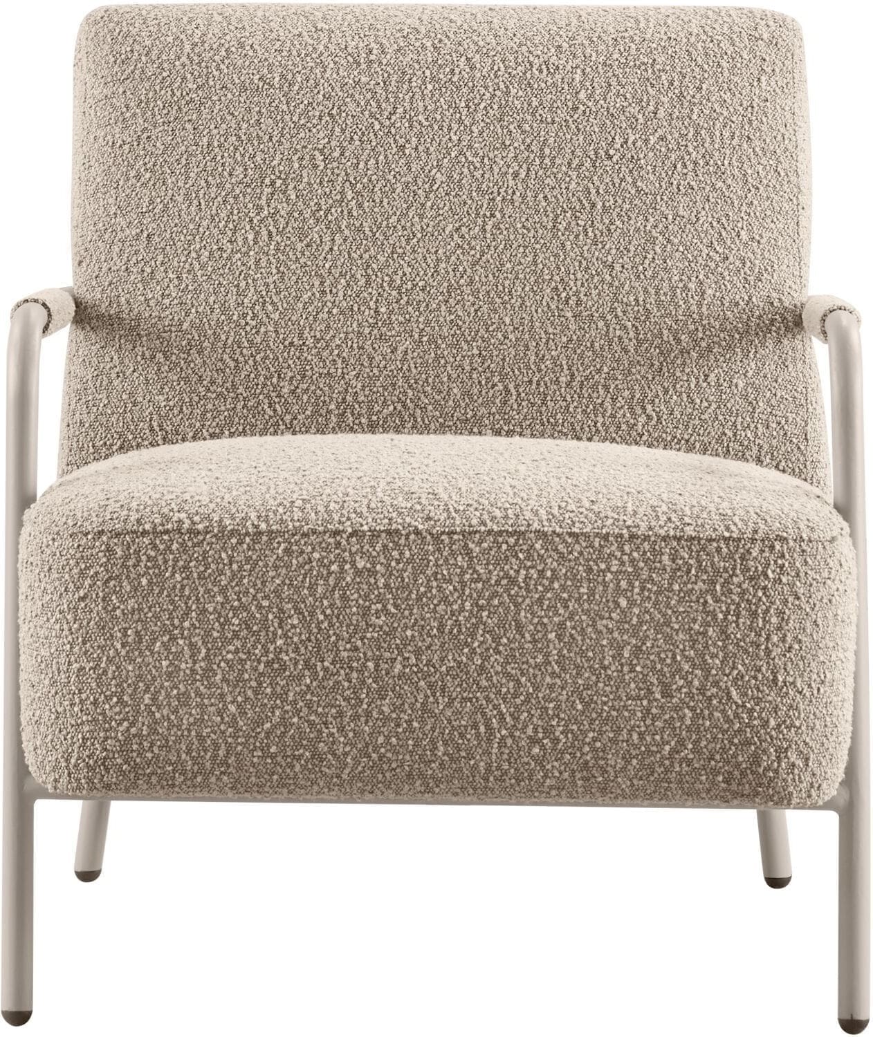 Pronto Wonen Fauteuil Posano bouclé beige Beige|Wit Fauteuil