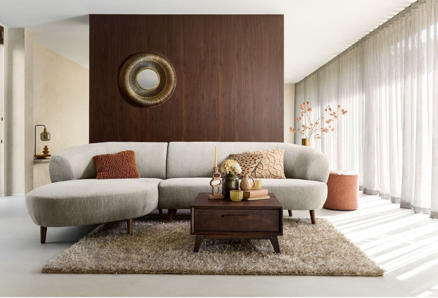 Pronto Wonen Hoekbank links Tilde bouclé grijsbeige basic comfort Grijs Bank