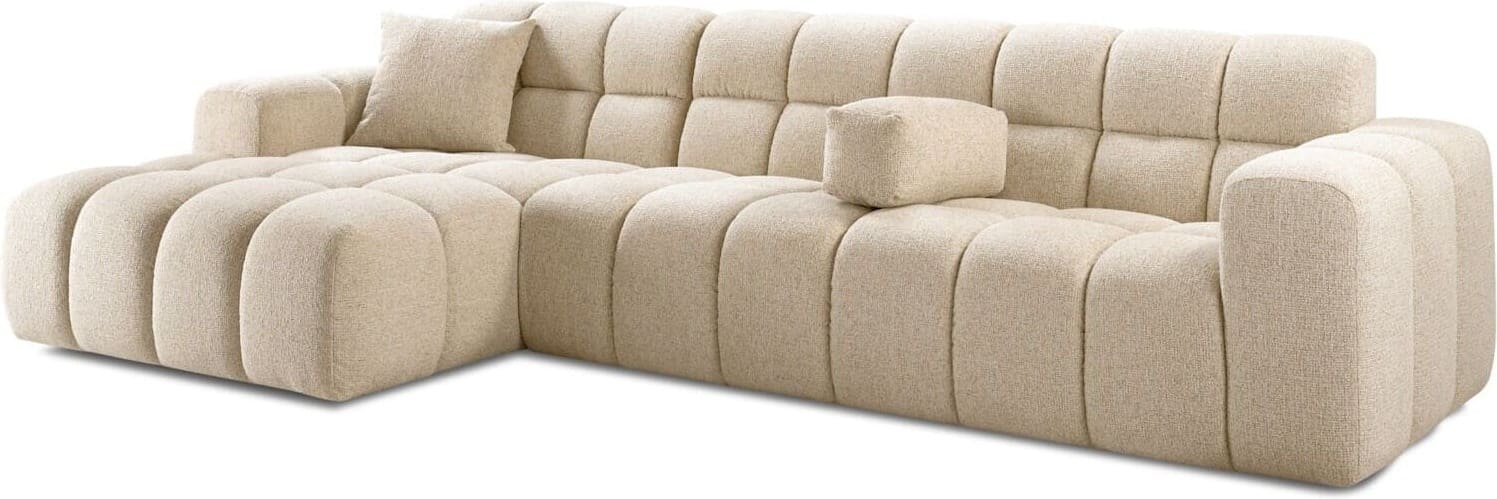 Pronto Wonen Hoekbank links Tirato beige premium comfort Beige|Wit Bank