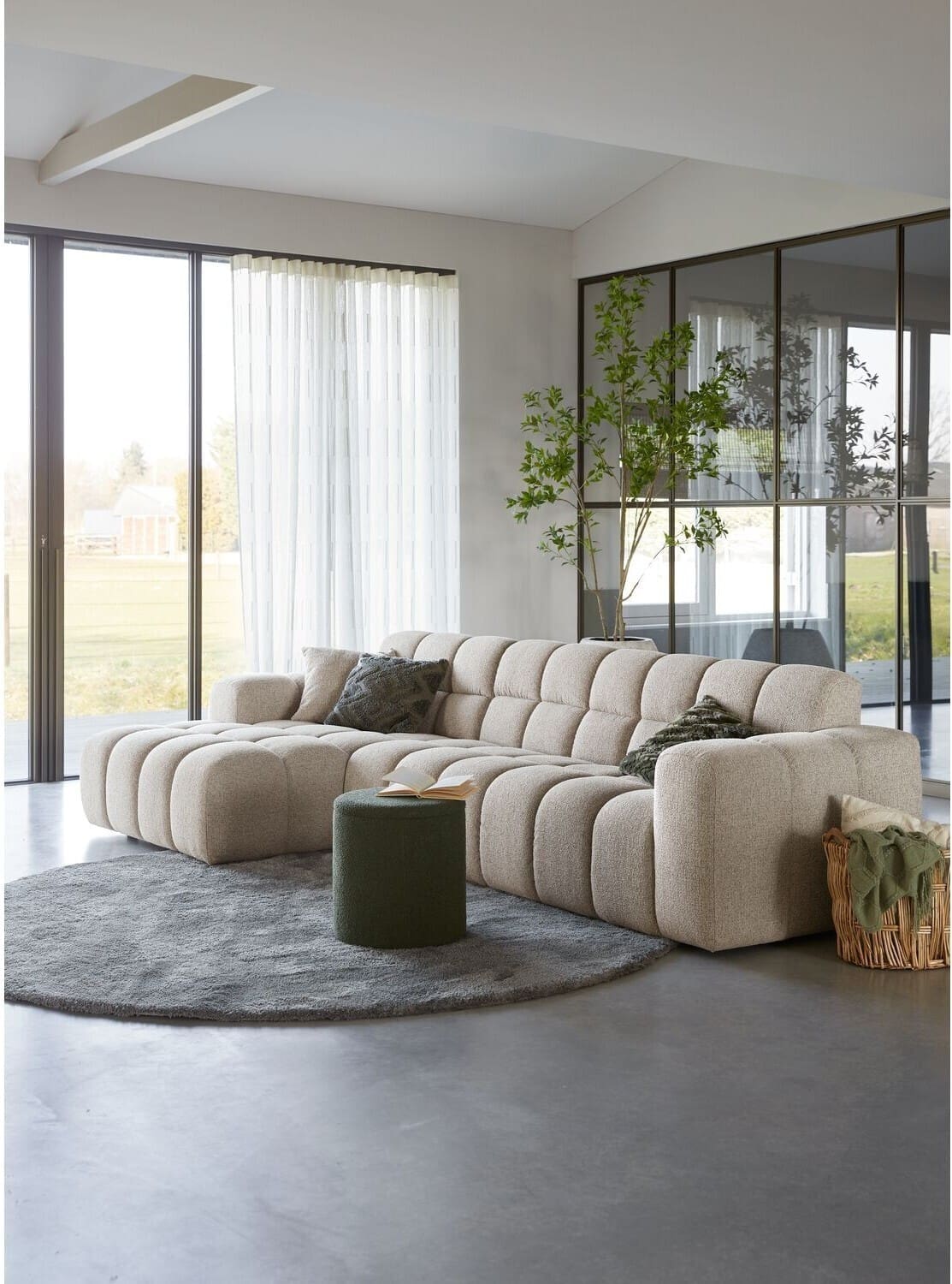 Pronto Wonen Hoekbank links Tirato beige premium comfort Beige|Wit Bank