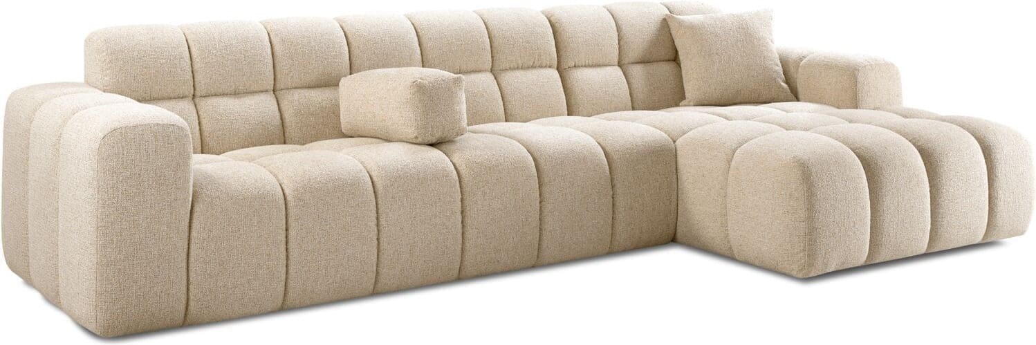 Pronto Wonen Hoekbank rechts Tirato beige premium comfort Beige|Wit Bank