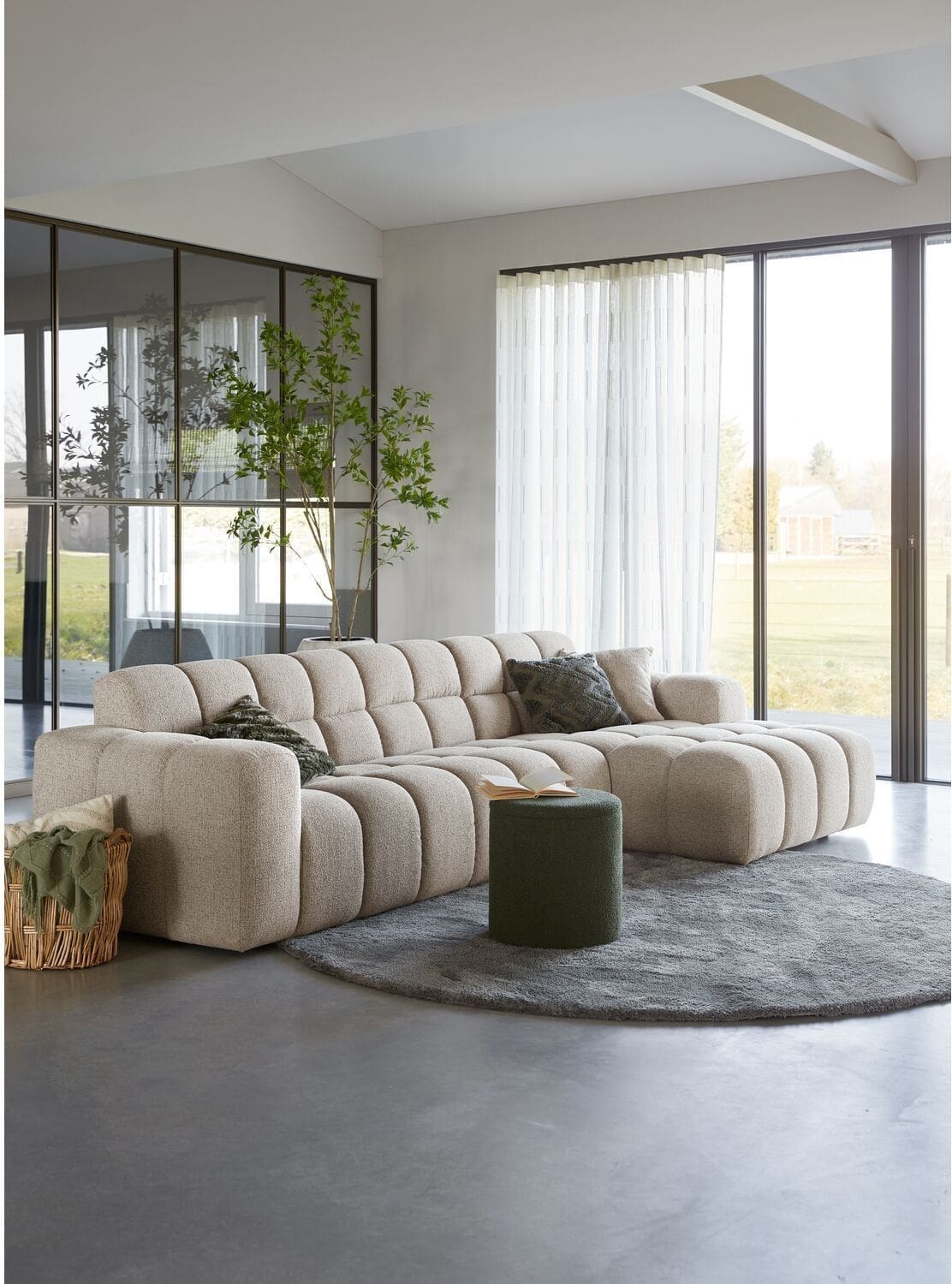 Pronto Wonen Hoekbank rechts Tirato beige premium comfort Beige|Wit Bank