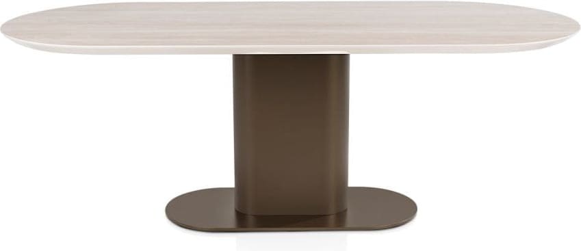 Xooon Brianto eetkamertafel 210 x 100 cm - keramiek blad travertin Bruin Eettafel