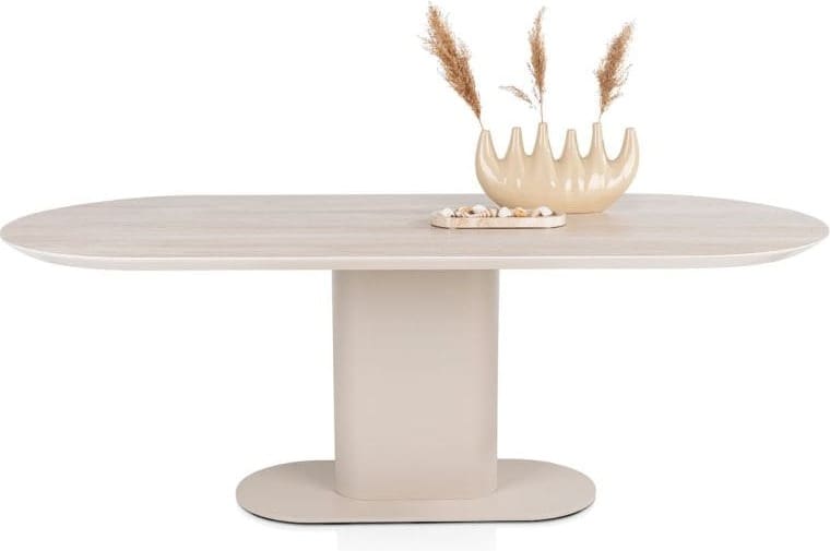 Xooon Brianto eetkamertafel 210 x 100 cm - keramiek blad travertin Bruin Eettafel