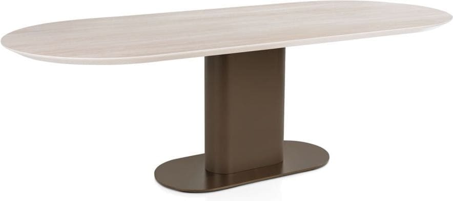 Xooon Brianto eetkamertafel 240 x 100 cm - keramiek blad travertin Bruin Eettafel