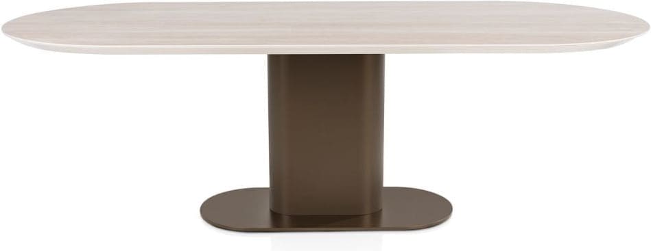 Xooon Brianto eetkamertafel 240 x 100 cm - keramiek blad travertin Bruin Eettafel