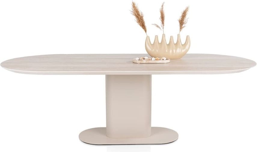 Xooon Brianto eetkamertafel 240 x 100 cm - keramiek blad travertin Bruin Eettafel