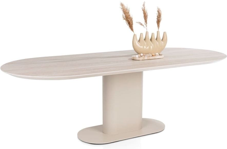 Xooon Brianto eetkamertafel 240 x 100 cm - keramiek blad travertin Bruin Eettafel