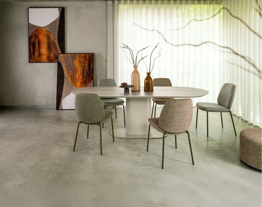 Xooon Brianto eetkamertafel 240 x 100 cm - keramiek blad travertin Bruin Eettafel